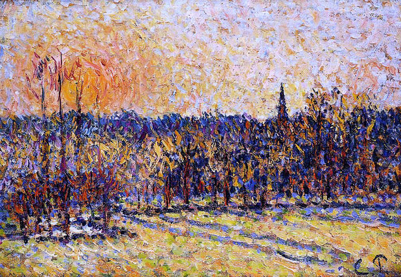  Camille Pissarro Sunset, Bazincourt Steeple - Art Print