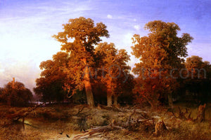  August Schaeffer Sunset In A Hungarian Forest - Art Print