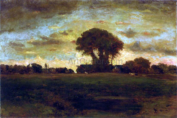  George Inness Sunset on a Meadow - Art Print