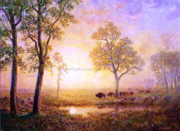  Albert Bierstadt Sunset on the Mountain - Art Print
