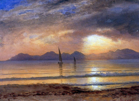 Albert Bierstadt Sunset over a Mountain Lake - Art Print