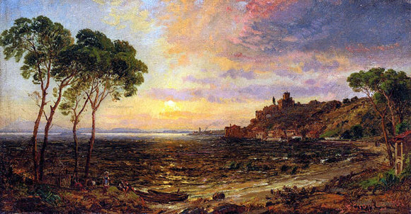  Jasper Francis Cropsey Sunset over Lake Thrasemine - Art Print