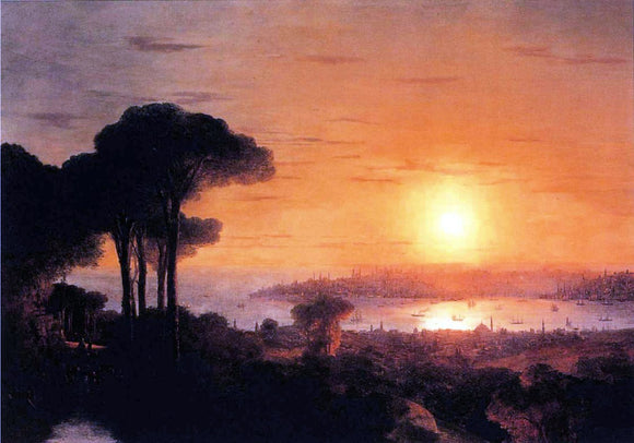  Ivan Constantinovich Aivazovsky Sunset over the Golden Horn - Art Print
