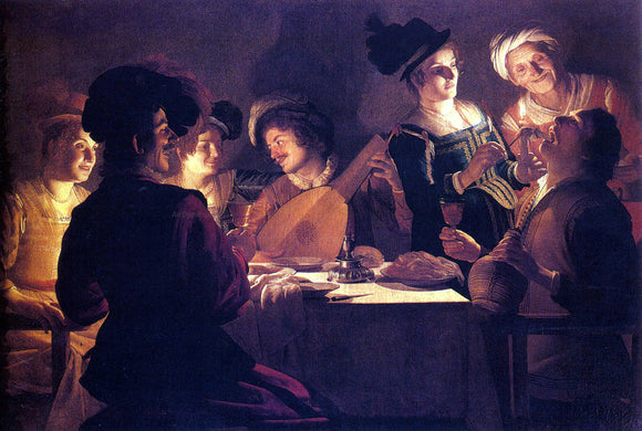  Gerrit Van Honthorst Supper With The Minstrel And His Lute - Art Print