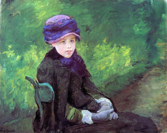  Mary Cassatt Susan Seated Outdoors Wearing a Purple Hat - Art Print