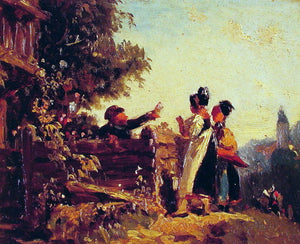  Carl Spitzweg Swabian Girls at a Garden Fence - Art Print