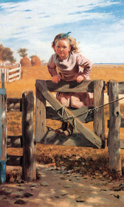  John George Brown Swinging on a Gate, Southampton, Long Island - Art Print