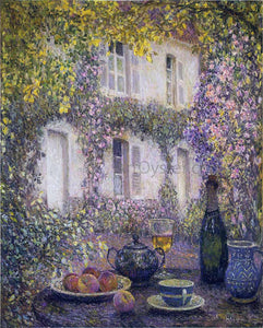  Henri Le Sidaner Table at the Mansion with Flowers - Art Print