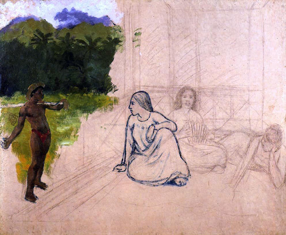  Paul Gauguin Tahitians at Rest (unfinished) - Art Print