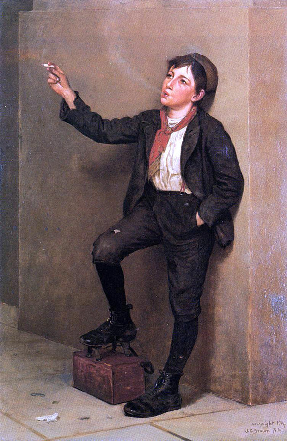  John George Brown Taking a Break - Art Print