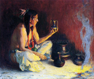  E Irving Couse A Taos Indian and Pottery - Art Print