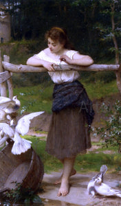  Emile Munier Teasing the Doves - Art Print