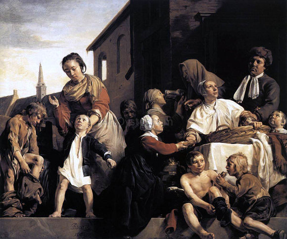  Jan De Bray Tending Children at the Orphanage in Haarlem - Art Print