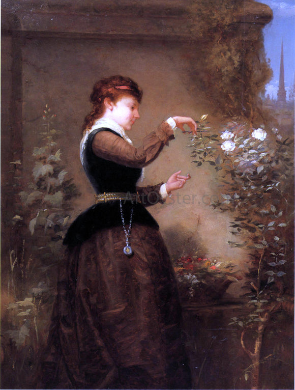  George Henry Story Tending the Rose Bush - Art Print