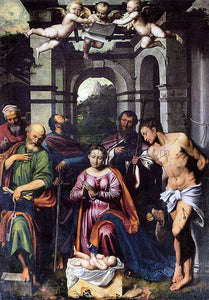  Callisto Piazza Da Lodi The Adoration of the Christ Child with Saints - Art Print