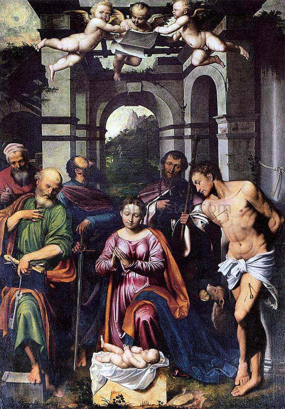  Callisto Piazza Da Lodi The Adoration of the Christ Child with Saints - Art Print