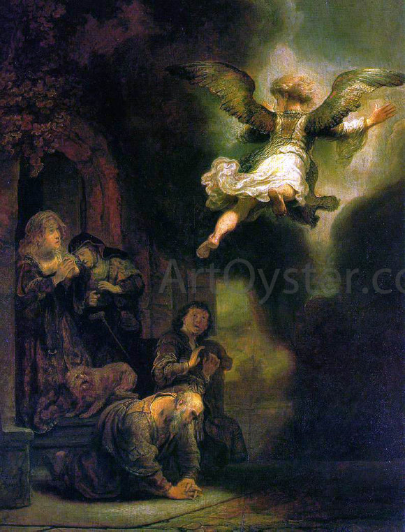  Rembrandt Van Rijn The Archangel Leaving the Family of Tobias - Art Print
