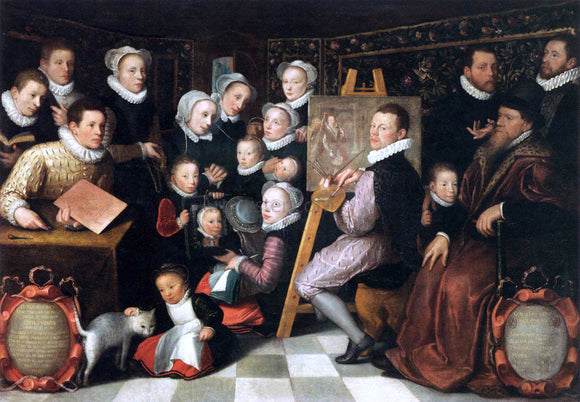 Otto Van Veen The Artist Painting, Surrounded by his Family - Art Print