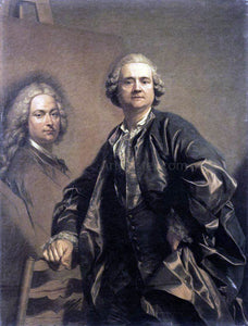  Louis Michel Van Loo The Artist with a Portrait of his Father - Art Print