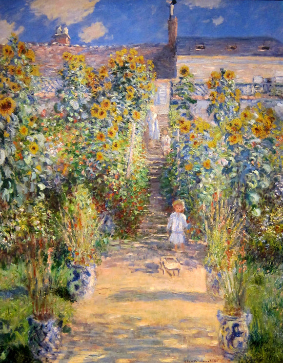  Claude Oscar Monet The Artist's Garden at Vetheuil - Art Print