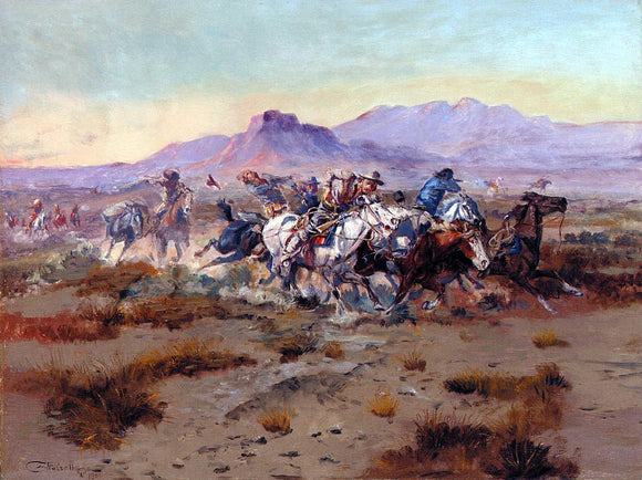  Charles Marion Russell The Attack - Art Print