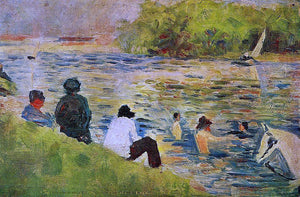  Georges Seurat The Bank of the Seine - Art Print