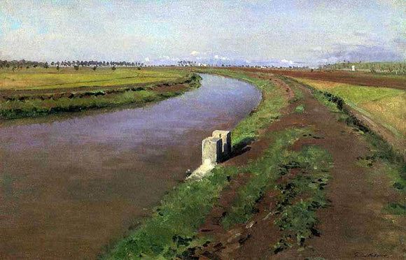  Nicolino Calyo The Banks of a Canal, Near Naples - Art Print