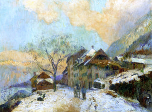  Albert Lebourg The Banks of Lake Geneva at Saint-Gingolph, in winter, with Snowy Weather - Art Print