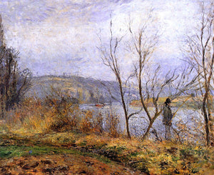  Camille Pissarro The Banks of the Oise, Pontoise (also known as Man Fishing) - Art Print