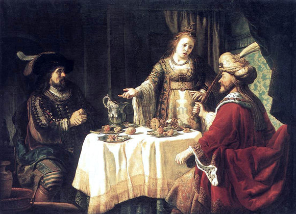  Jan Victors The Banquet of Esther and Ahasuerus - Art Print