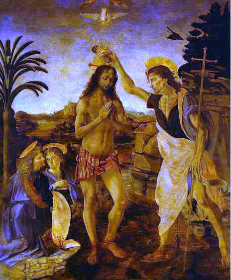  Leonardo Da Vinci The Baptism of Christ - Art Print