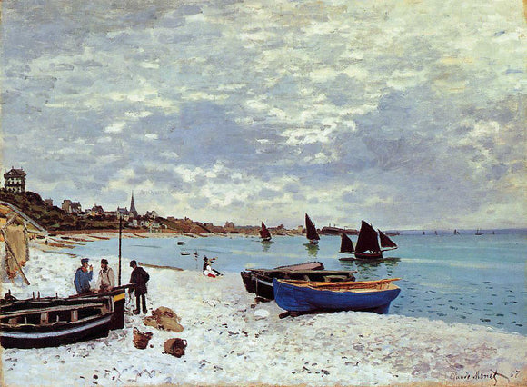  Claude Oscar Monet The Beach at Sainte-Adresse - Art Print