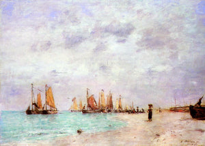  Eugene-Louis Boudin The Beach at Scheveningen - Art Print