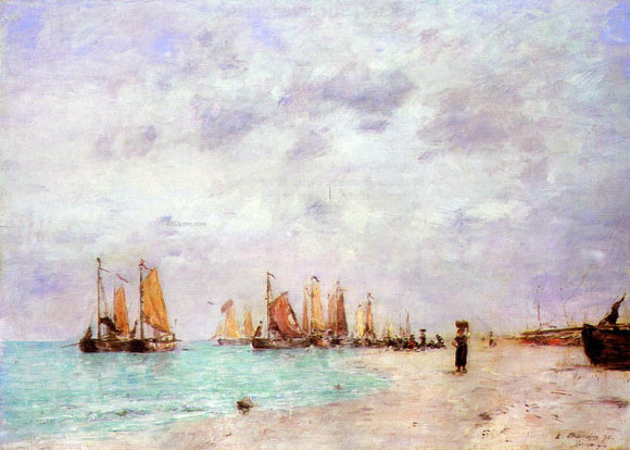  Eugene-Louis Boudin The Beach at Scheveningen - Art Print