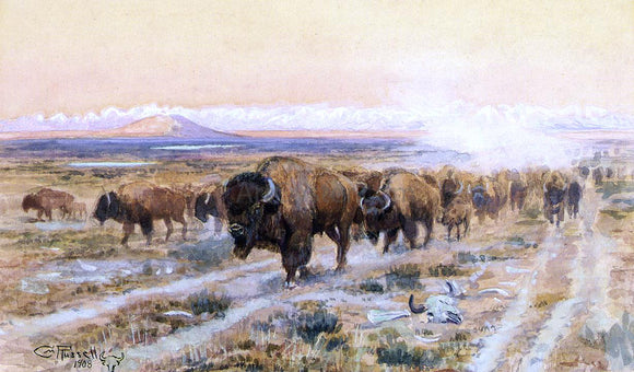  Charles Marion Russell The Bison Trail - Art Print