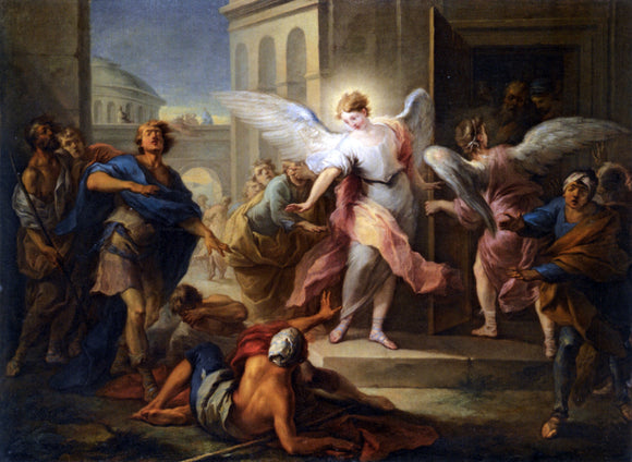  Carle Van Loo The Blinding of the Inhabitants of Sodom - Art Print