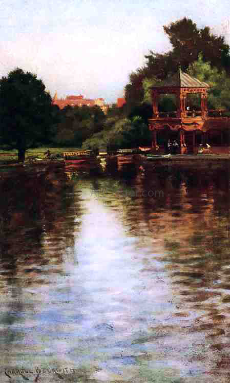  James Carroll Beckwith The Boathouse in Central Park - Art Print
