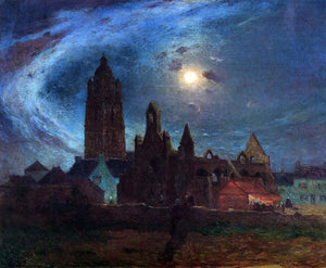  Ferdinand Du Puigaudeau The Bourg-de-Batz Church under the Moon - Art Print