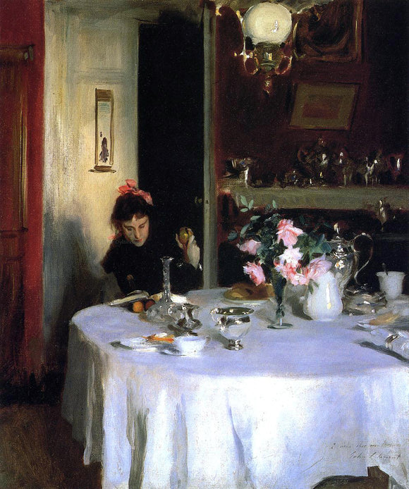  John Singer Sargent The Breakfast Table (also known as Violet Sargent) - Art Print