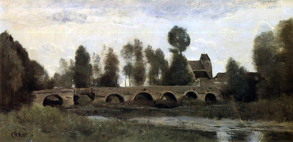  Jean-Baptiste-Camille Corot The Bridge at Grez-sur-Loing - Art Print