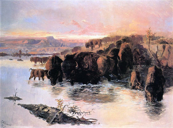  Charles Marion Russell The Buffalo Herd - Art Print