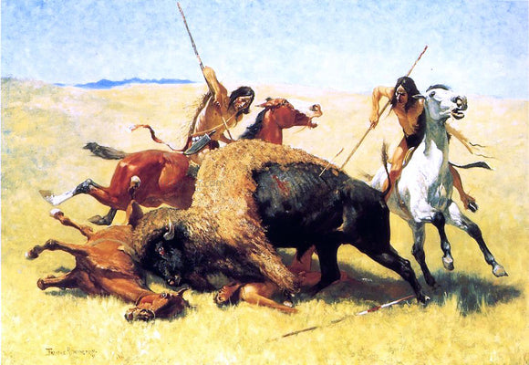  Frederic Remington The Buffalo Hunt - Art Print