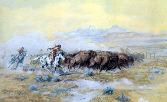  Charles Marion Russell The Buffalo Hunt - Art Print