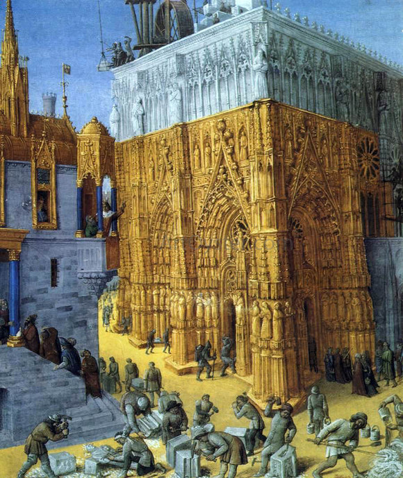  Jean Fouquet The Building of a Cathedral - Art Print