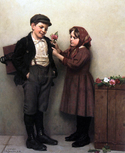  John George Brown The Button Hole Posey - Art Print