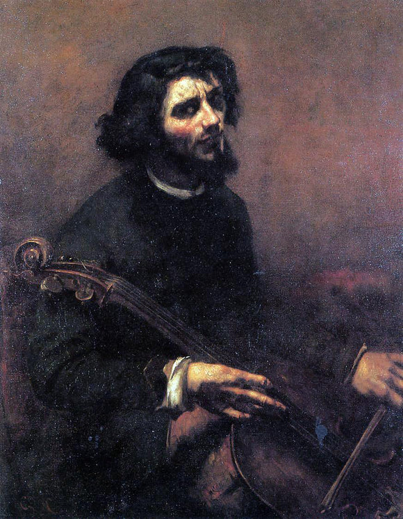  Gustave Courbet The Cellist, Self Portrait - Art Print