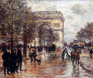  Jean-Francois Raffaelli The Champs-Elysees, The Arc de Triompne - Art Print