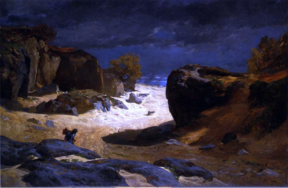   Jules Joseph Augustin Laurens The Chemin des Sables at Fountainebleau, Storm Effect - Art Print