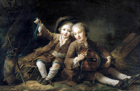  Francois-Hubert Drouais The Children of the Duc de Bouillon - Art Print