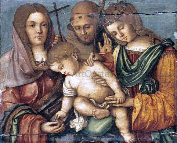  Francesco Di Bosio Zaganelli The Christ Child between Sts Catherine, Francis and Elizabeth of Hungary - Art Print